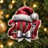 2027 Year Hanging for New 2D Flat Hat Ornament Ornaments Christmas Acrylic Decoration Tree Pendants