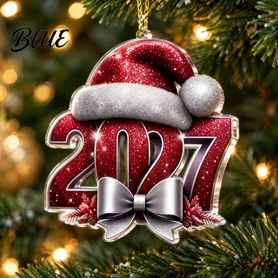 2027 Year Hanging for New 2D Flat Hat Ornament Ornaments Christmas Acrylic Decoration Tree Pendants