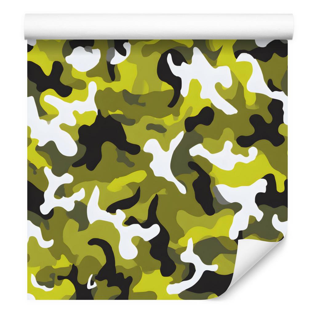 Military Camouflage Wallpaper Yellow and White for Living Room and Bedroom 50x1000
