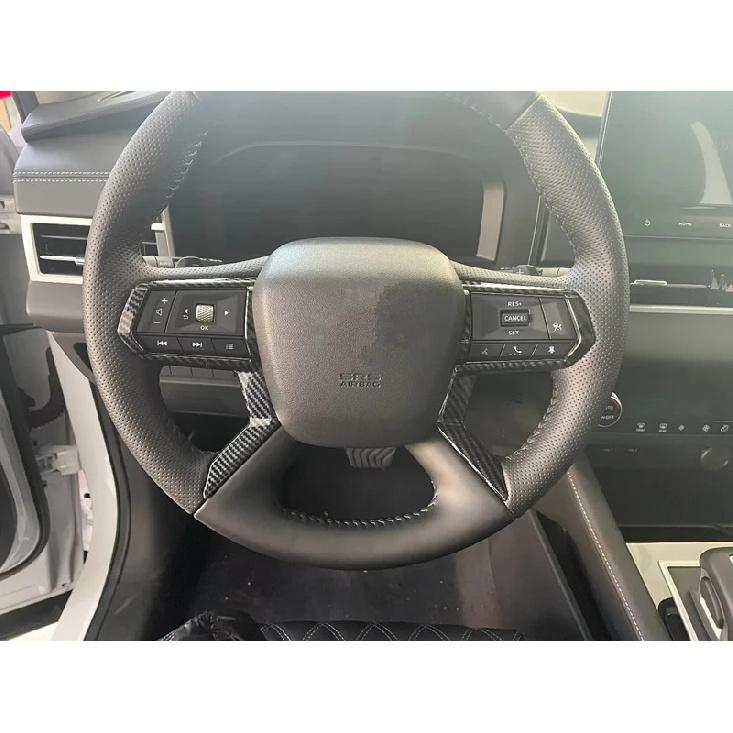 Für Mitsubishi Outlander 2024 ABS Karbonfaser Lenkrad-Knopf-Rahmen Panel Verkleidung Formteil Auto-Styling Zubehör
