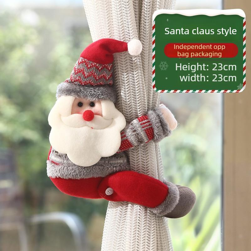 Santa Claus Curtain Decoration Dolls Christmas Plush Curtain Buckles Window Decorations Suitable for Christmas Party Gifts