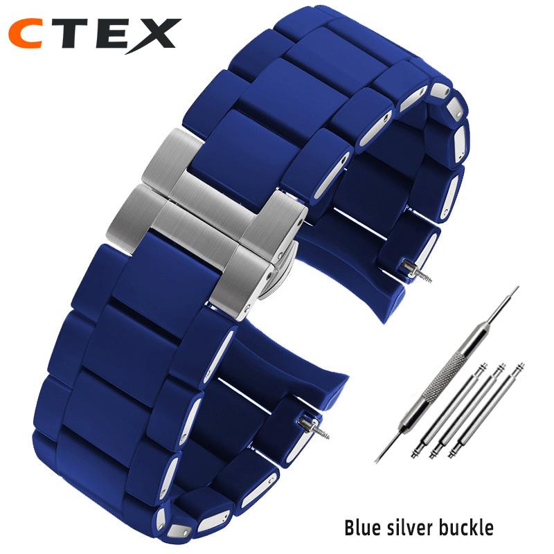 Silicone +Stainless Steel Strap for Armani AR5906 AR5905 AR5890 AR5889 5858 5920 Man 23mm Woman 20mm Rubber Watchband Bracelet