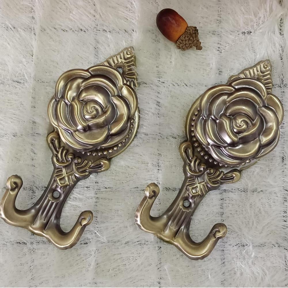 

1 Pair Metal Material Curtain Holdback Rose Design Window Holder Rose Curtain Hook European Style циан