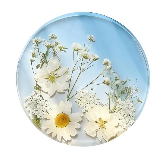 2D Acrylic Coaster Set with Pressed Flower Design Heat-Resistant Drink Mat for Coffee Cups Decorative Tableware for Mother's Day Gift Unique Home