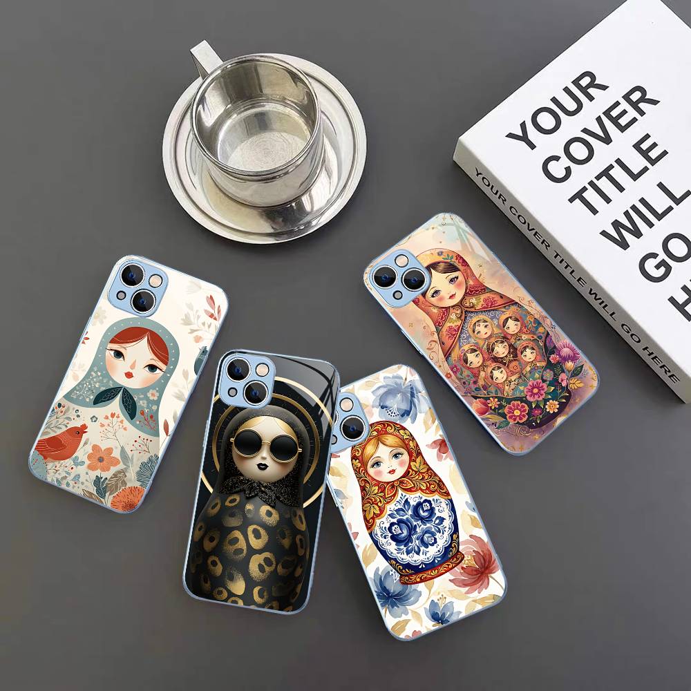 Classic Matryoshka Doll For IPhone 14 13 12 Mini 11 Pro XS Max X XR 14 Plus Tempered Glass Cover