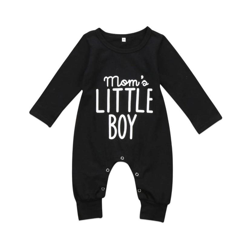 Mote Nyfødt Småbarn Spedbarn Baby Gutter Romper Langermet Jumpsuit Lekedress Små gutteantrekk Svarte klær