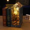 Bookshelf Set Wooden Doll House DIY Book Nook Kit 3D Puzzle Bookshelf Insert Decor With LED Light Dollhouse Model Birthday Gifts