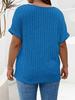 2025 Spring/Summer Plus Size Women's Solid Color Zipper Short Sleeve Loose Pullover Top