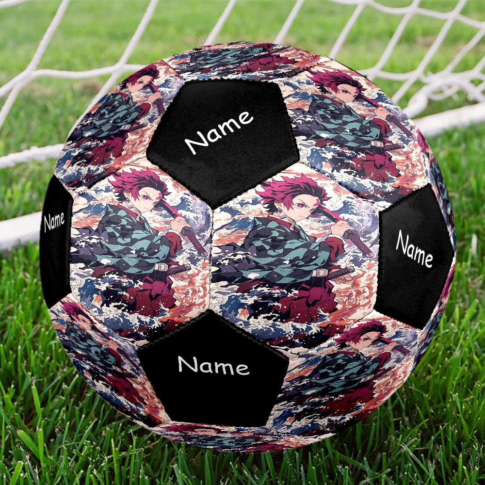 Custom Name Demon Slayer Theme Size 5 Soccer Ball, Suitable for Both Indoor and Outdoor Matches, a Gift Suitable for Everyone.