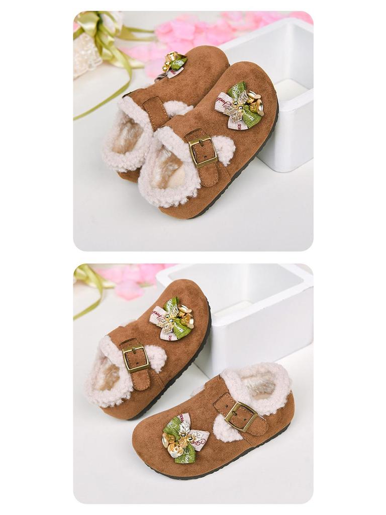 Women's 2025 New Cartoon Fluffy Birkenstock Snow Boots with Thick Sole - Warm and Full Coverage Cotton Shoes