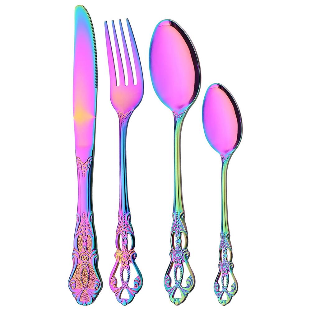 4-teiliges Luxus Royal Besteckset, Edelstahl Besteckset Service für 1, Spülmaschinenfest