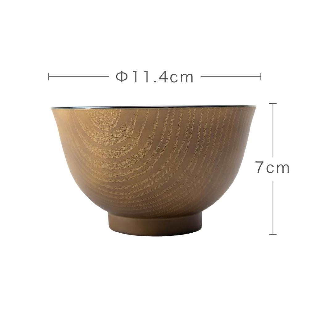Asahi Koyo Feathered Wood Glossy Set of Dishwasher and Microwave Made in Bowls, Grain, Brown, 3, Safe, Japan, AZ23-12