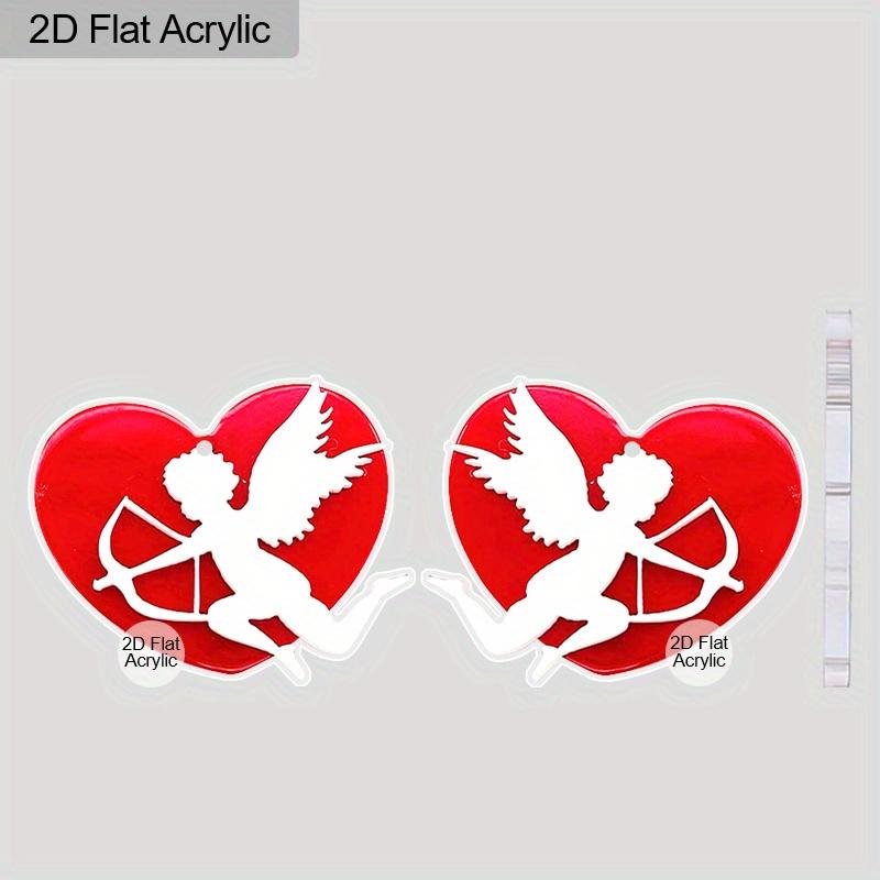 2D Flat Acrylic Cupid Heart Drop Earrings, Suitable As A Holiday Gift for Women, Party Decoration Jewelry, Valentine's Day and Wedding Season Gifts.