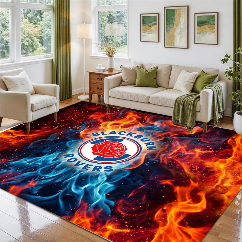 Blackburn Rovers Football Design Crystal Velvet Rug Soft Decorative Mat for Bedroom Entrance