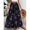 Women's Colorful Flower Printed High Waist Skirt Swing Skirt Elastic High Waist Flower Elegant Party Skirt