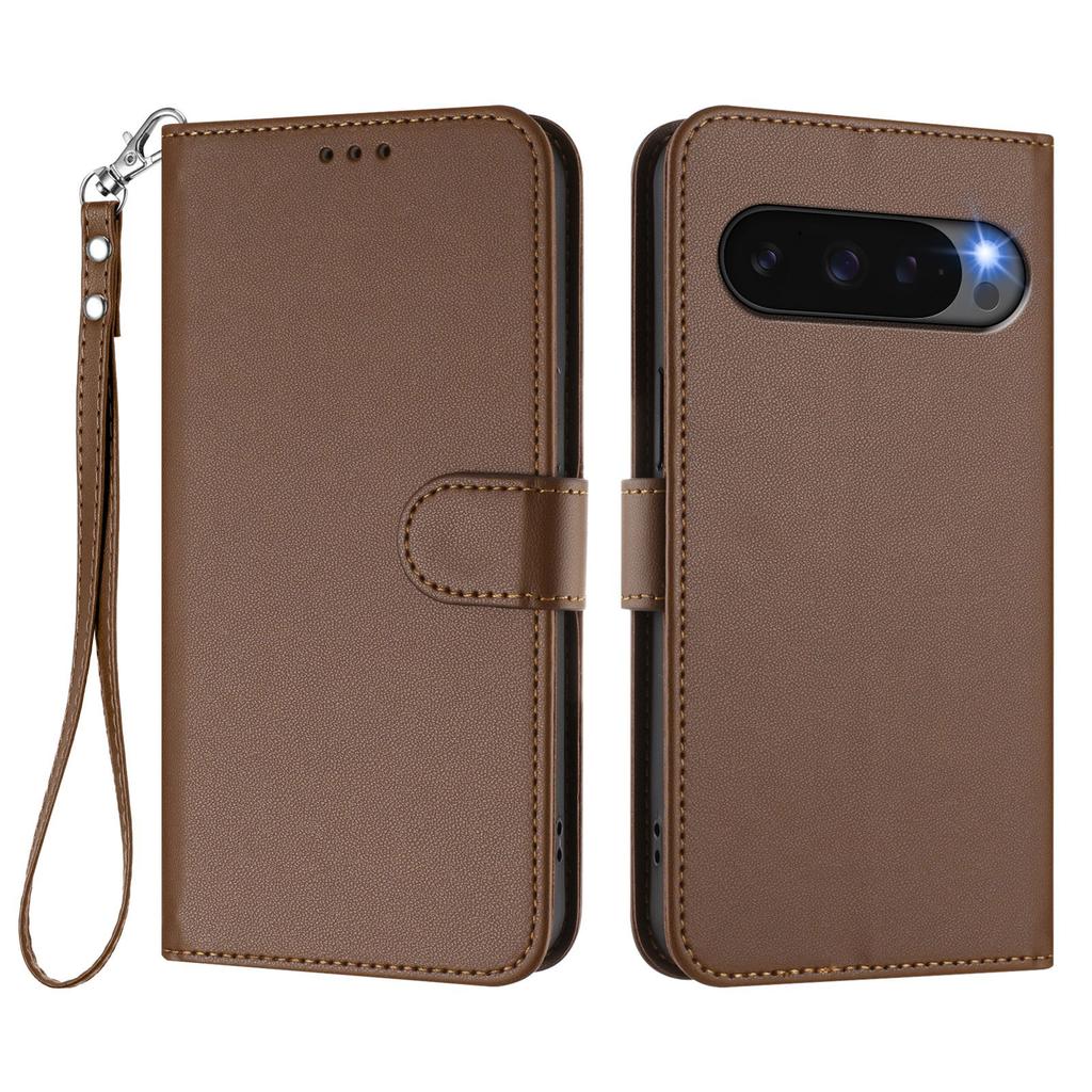 For Google Pixel 10 Pro/Google Pixel 9/Google Pixel 9 Pro/Google Pixel 10 Leather Case Wallet Stand Phone Cover with Wrist Strap