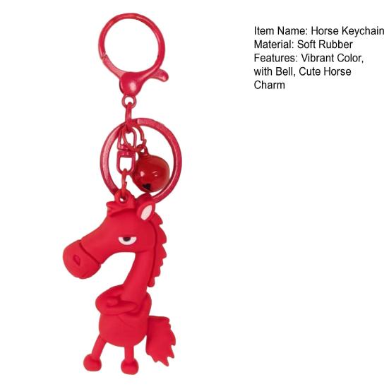 Cool Horse Keychain Cute Cartoon Horse Charm Keychain Metal Keyring with Bell Keychain for Backpacks Handbags