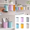 Magnetic Adhesive Toothbrush Holder Stainless Steel Easy Mounting Toothbrush Cup for Household Bathroom Organization
