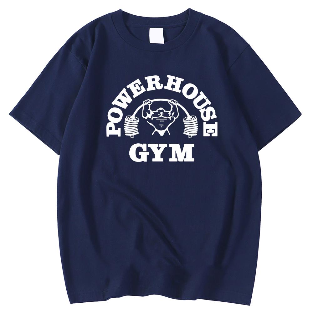 Powerhouse Gym Print Cotton T-shirt Men Women Sportswear Oversized Tshirt Short Sleeve Tee Summer Fitness T Shirts Clothes Tops