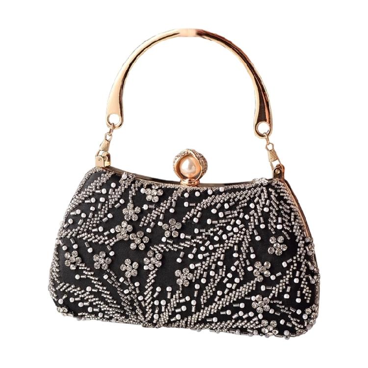 Women's Top Handle Handbags,Pearls Evening Clutches Purse with Chain Shoulder Bag for Party Prom Wedding Cocktail Club
