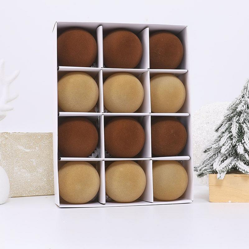 Beflockte Kugeln für Weihnachten 12 Stück Weihnachtsfeier-Kugeln Modische Anhänger Baum-Anhänger für Weihnachtsfeier Hochzeiten Feiertage