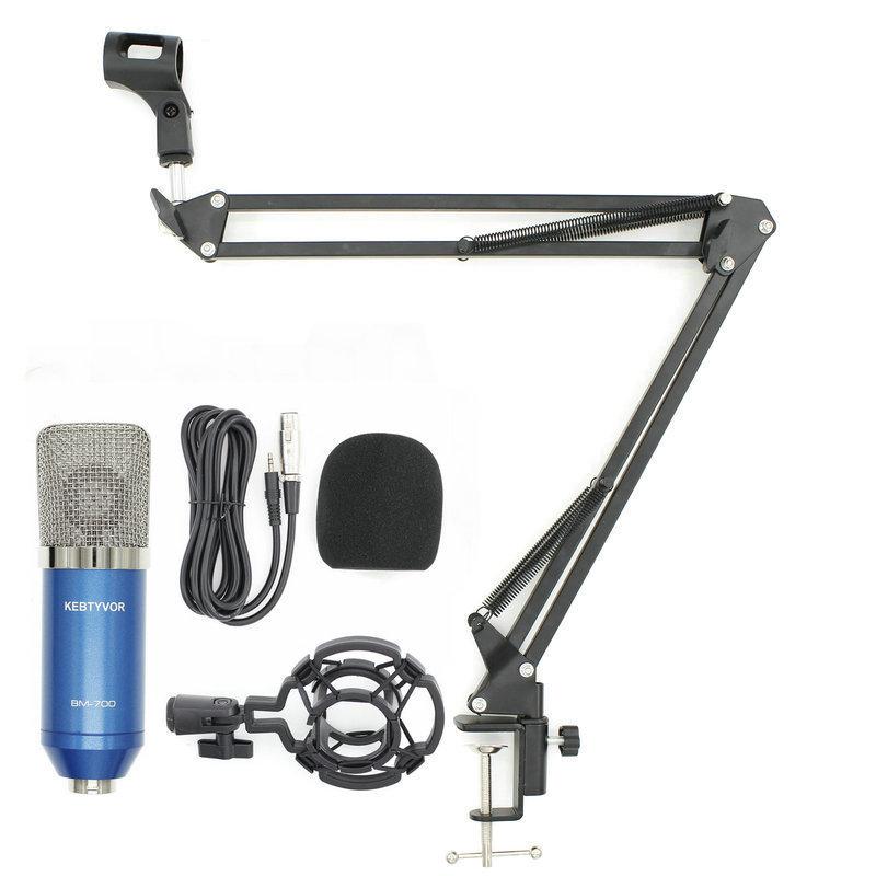 BM700 Large Diaphragm Condenser Microphone with External Sound Card for Computer Recording and MC Hosting
