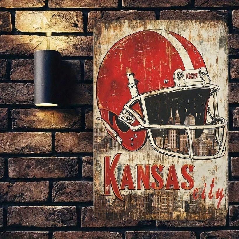 Vintage Metal Poster Kansas City Football Bar Wall Decor 20x30cm Waterproof