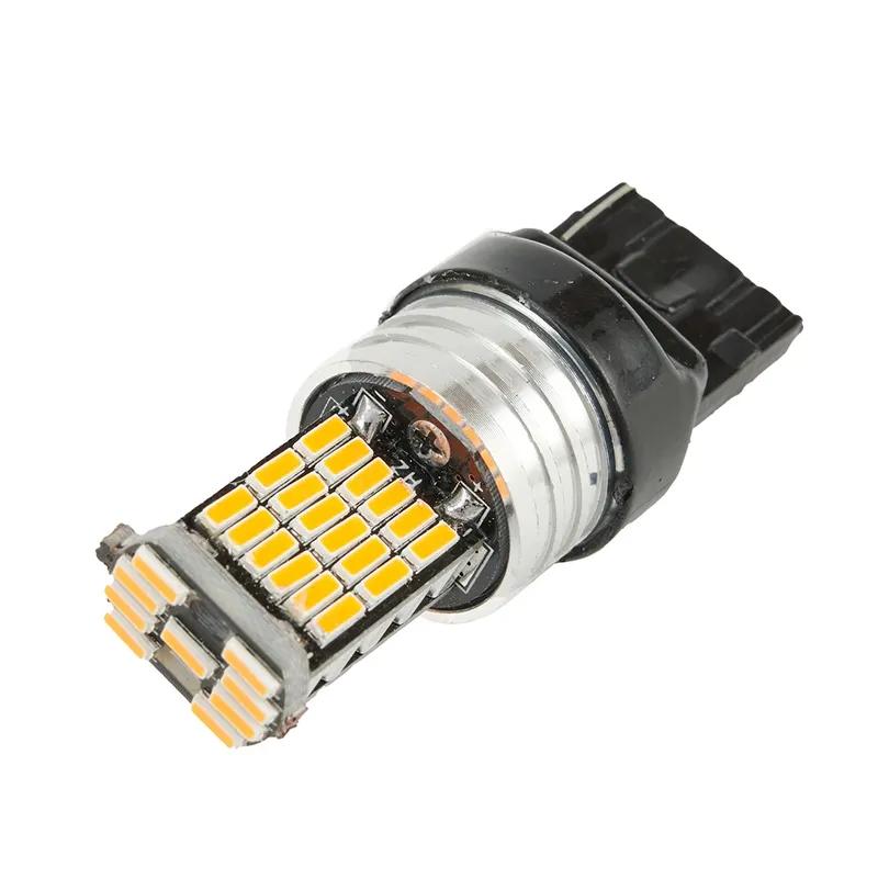 2 Pieces W21W T20 WY21W 7440 9V-18V Canbus Amber Car 45SMD LED Turn Signal Light Bulbs Taillight Brake Stop Lamp