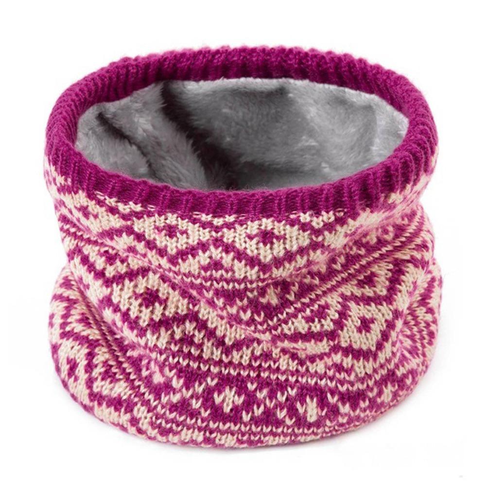 Thick Winter Knitted Scarf Snowflake Warm Neck Warmer Sport Scarf Fleece Muffler  Women