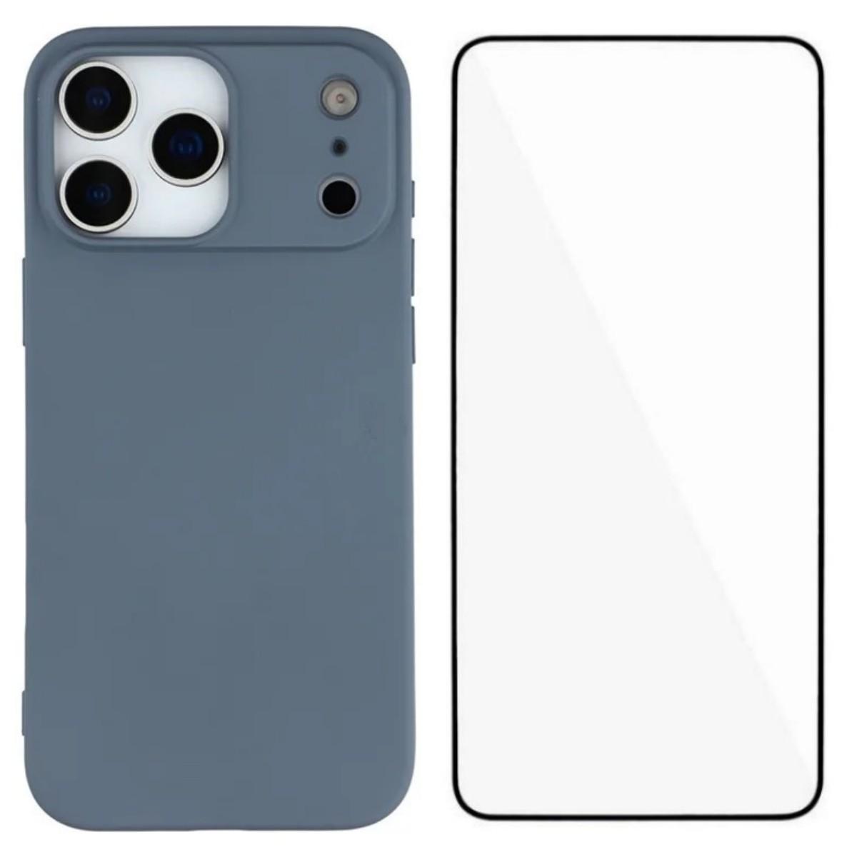 

Чехол для телефона iPhone 17 Pro WANLONFENG серии RB2 из ТПУ с задней крышкой из закаленного стекла Lavender Grey