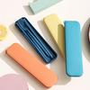4Pcs/Set Reusable Portable Plastic Cutlery Set with Storage Box Students Spoon Fork Cutter Chopsticks Tableware Set for Outdoor Travel