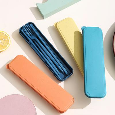 4 sztuk/zestaw wielokrotnego użytku przenośne plastikowe sztućce zestaw ze schowkiem studenci łyżka widelec Cutter pałeczki zestaw stołowy do podróży na zewnątrz