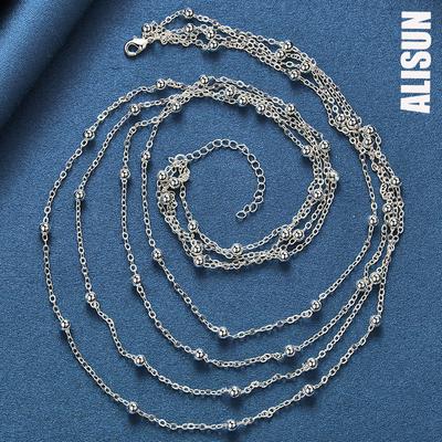 925 Sterling Silver Multi Chain Bead Necklace Fashionable Wedding Jewelry