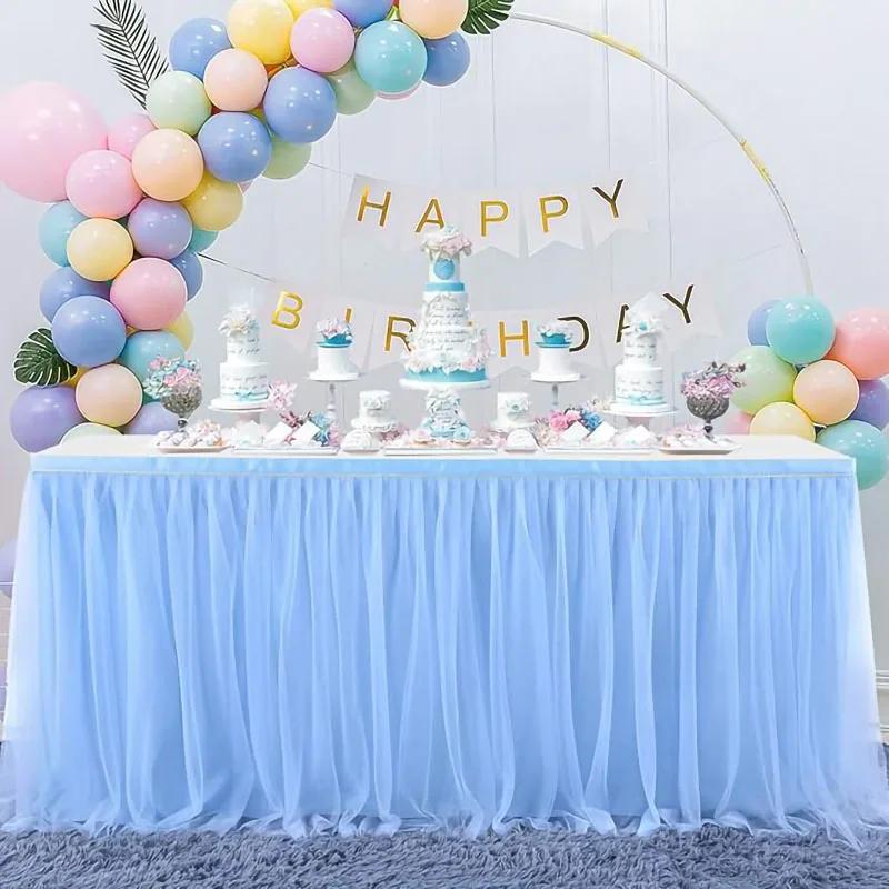 6/9/14FT Table Skirts Birthday Tulle Table Skirting Wedding Party Tutu Tulle Table Skirt Baby Shower Wedding Party Home Decor