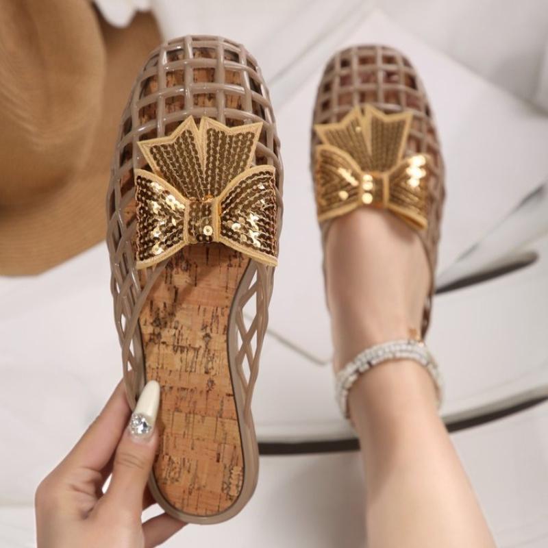 

Модные женские желейные балетки, модные слипоны, закрытый носок, ажурные балетки, легкие пляжные желейные туфли для путешествий на открытом воздухе 36