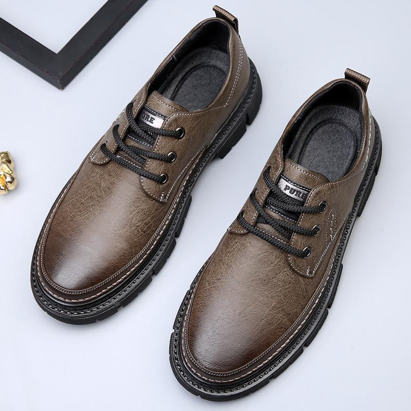 Klasyczne Męskie Buty z Prawdziwej Skóry Vintage Gruba Podeszwa Buty Codzienne Buty Biznesowe na Bankiet Skórzane Buty Biurowe Outdoorowe Wszechstronne