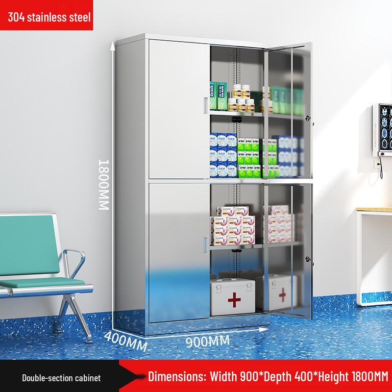 304 Stainless Steel Medical & Filing Cabinet with Locker