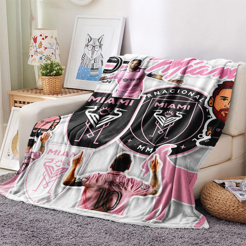 1PC Messi Patterned Flannel Blanket Suitable For All Seasons for Home Decor Warmth and Comfort Gifts Holiday Present