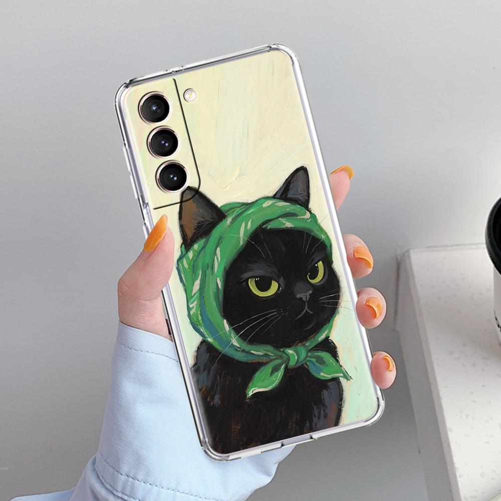 Phone Case For Samsung Galaxy S26 S25 S24 S23 S22 Ultra S20 S21 FE 5G Plus Soft Clear Cover Lovely Cat Playing Fun