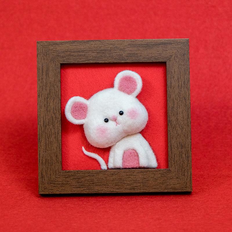 Xianci Year of the Horse Zodiac Wool Felt Needle Felting DIY Photo Frame Gift Set