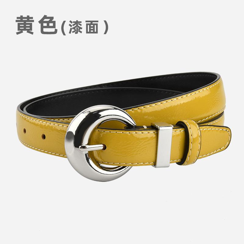 Lacquered Belt Women'S First Layer Cowhide Simple Jeans Decoration High-End Women'S Belt
