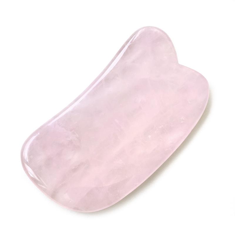 Set Gua Sha din Cuarț Roz în Formă de Inimă și Roller Facial din Cristal de Jad