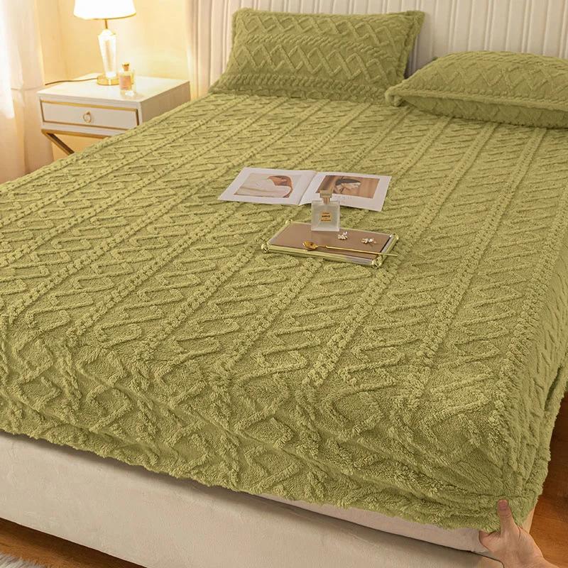 150x200/180x200/200x220cm Koralový Samet Prostěradlo Přehoz Mléčný Samet Ochranný Potah Matrace Zimní Plyšový Izolační Přehoz