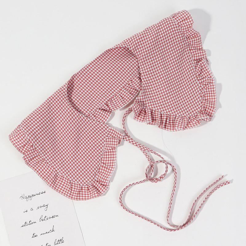 Elegant Plaid Shawl Fake Collar Women Lolita Doll Ruffle False Collar Shoulder Wrap Detachable Tie Clothing Accessories