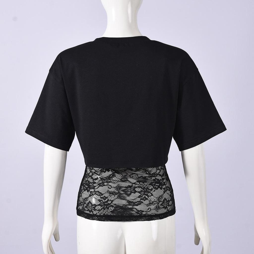 Autumn 2025 European & American Loose Cropped Elastic Round Neck Women's Two-Piece Top