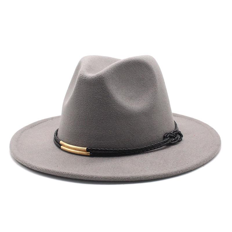 Hat Men'S And Women'S Jazz Hat Quarterly British Retro Belt White Top Hat Woolen Gentleman'S Hat