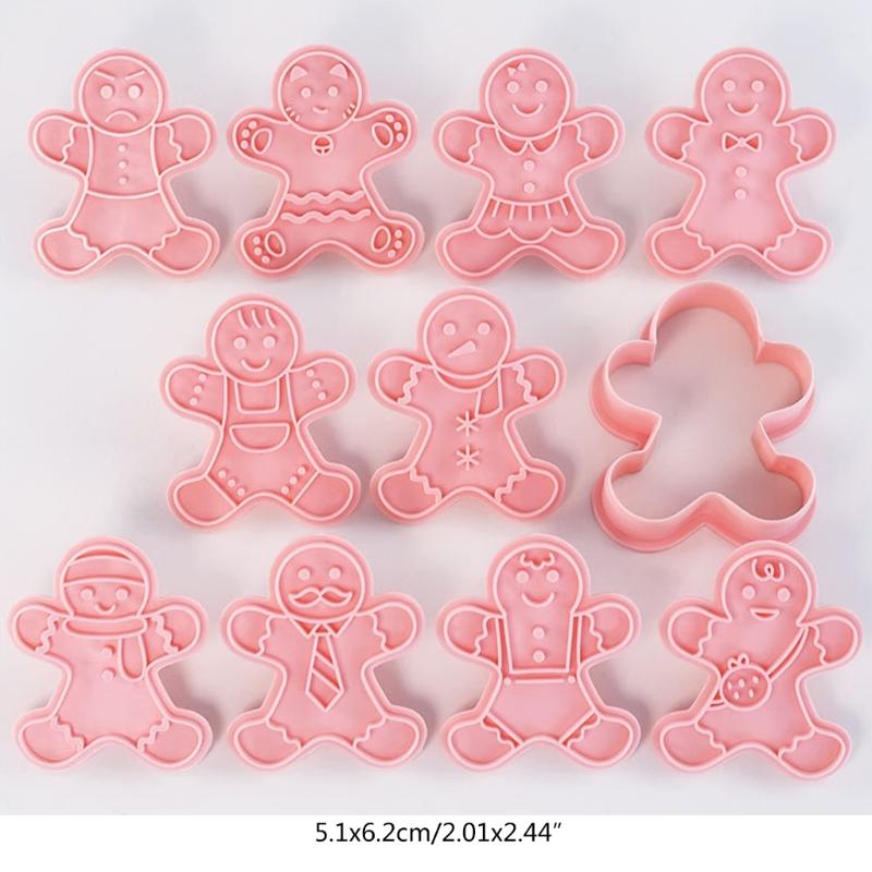 11 Pieces Christmas Cookie Molds Gingerbreads Man Shaped Cookie Cutters PP Material Biscuits Molds Baking Accessories