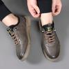 Fashion New British Style Men Casual Leather Walking Shoes Stylish Breathable Comfortable Leather Sport Shoes Antiskid Outdoor Sneakers