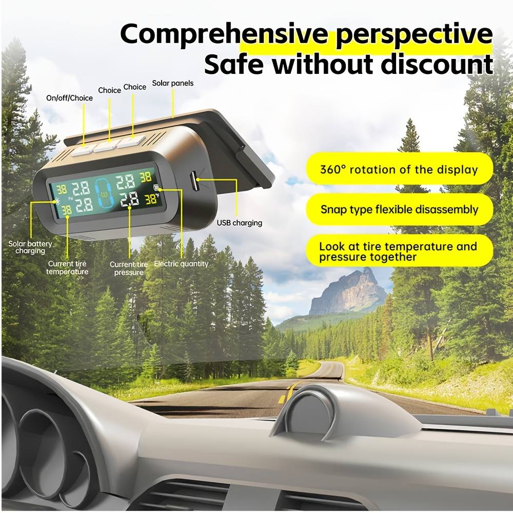 Tire Pressure Monitoring System TPMS Universal Wireless Solar Charger, Suitable for Intelligent Tire Monitoring of Cars, RVs,