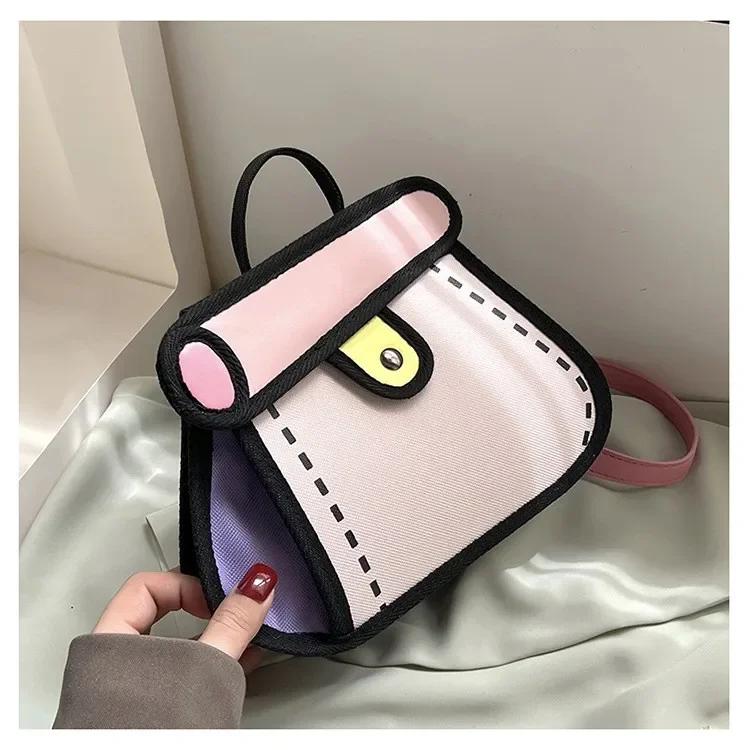 

Cute Cartoon Handbag Girls Summer Fashion 2D Crossbody Bag Women Coin Purse Small Shoulder Bag 22X18X9 рожевий